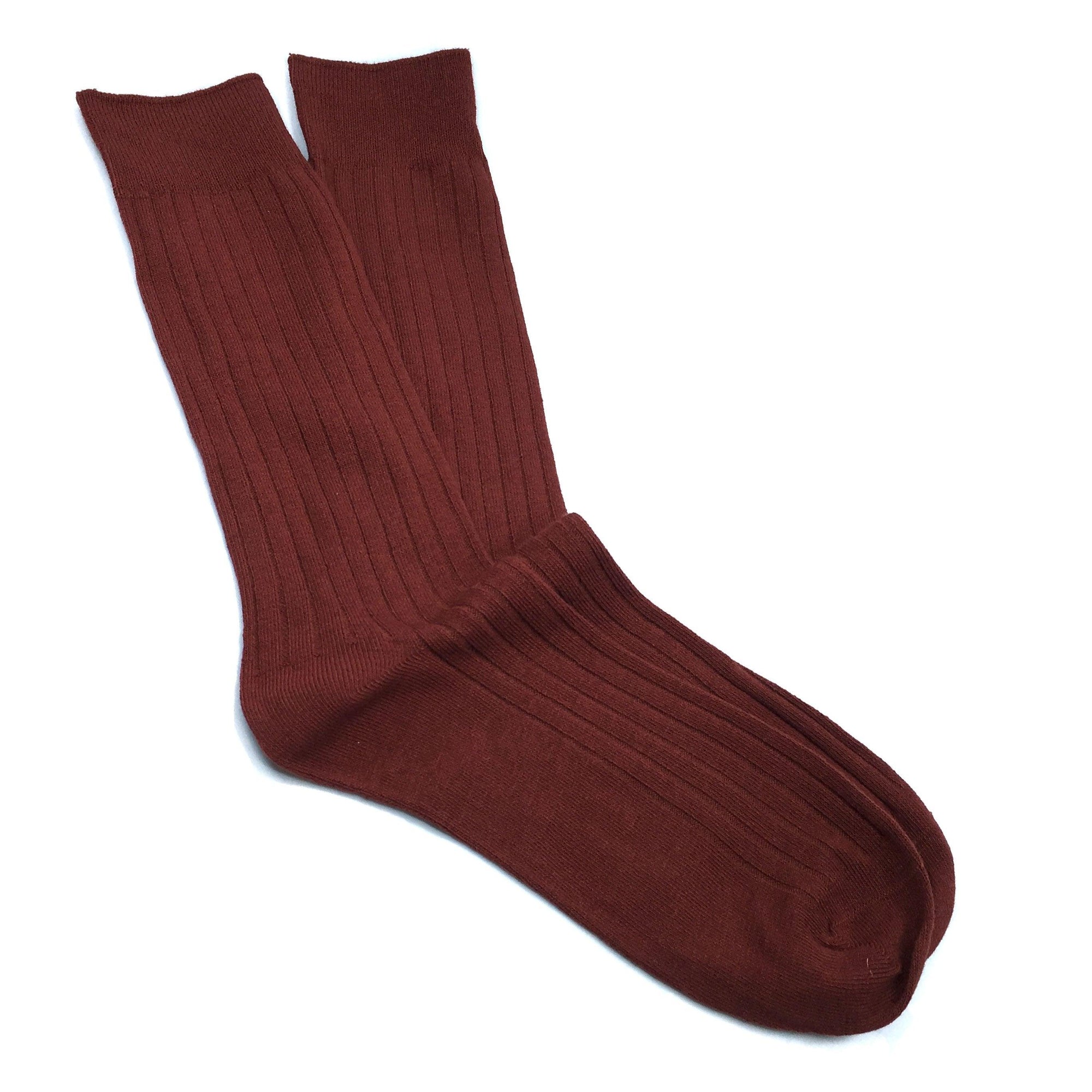 Cotton Ribbed Socks - Burgundy - Trimly