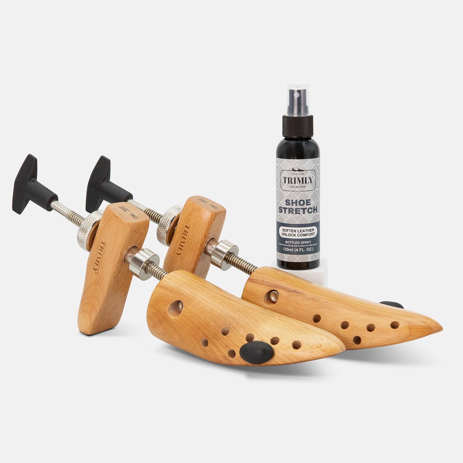 Premium Shoe Stretcher Set Plus Pair of Trimly Premium Shoe Stretchers Plus Trimly Stretch Spray